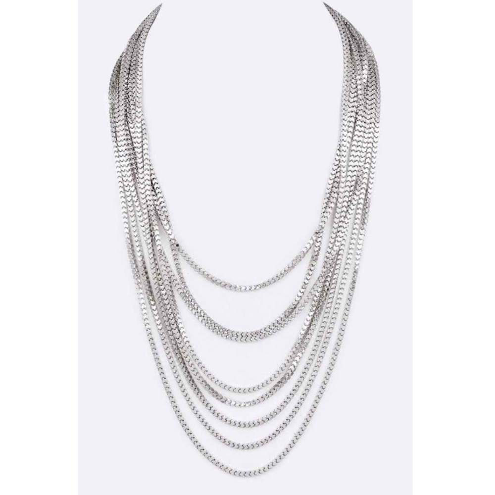 Gold Multi Layered Chain Statement Necklace